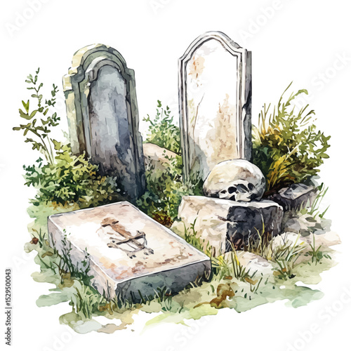 watercolor of Burial Sites, vector high quality, isolated on a white background.