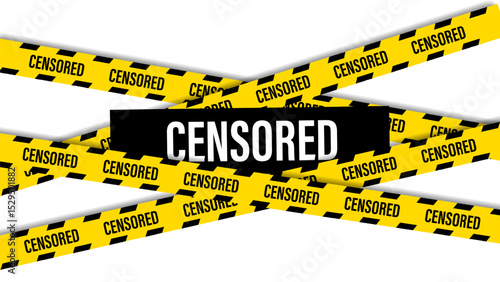 Censor tapes with black censorship label on white.