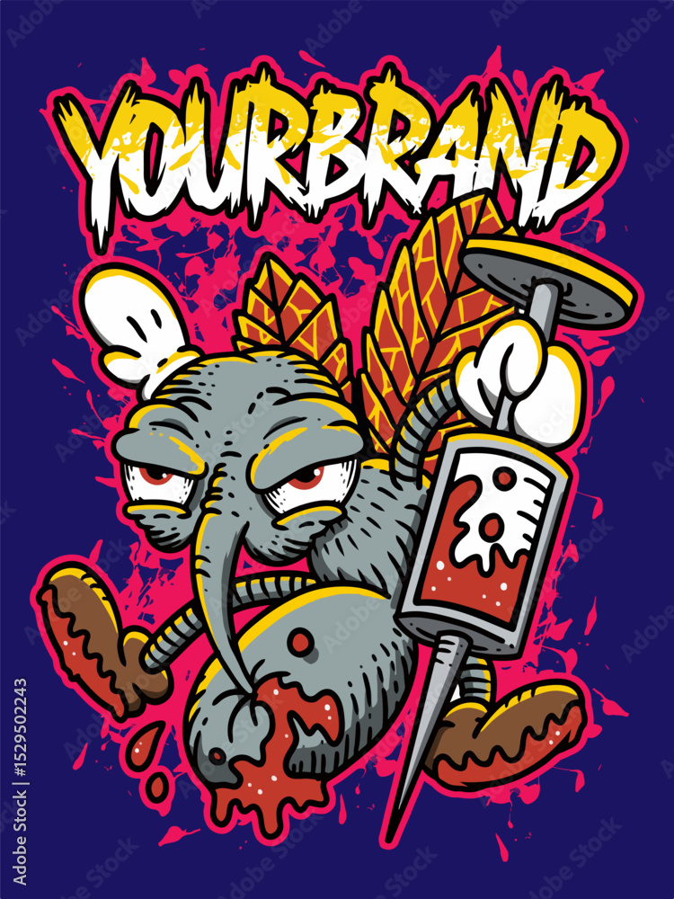 Obraz premium monster t-shirt metalcore youth merchandise dragon pumpkin rat brain blood slash mosquito metal