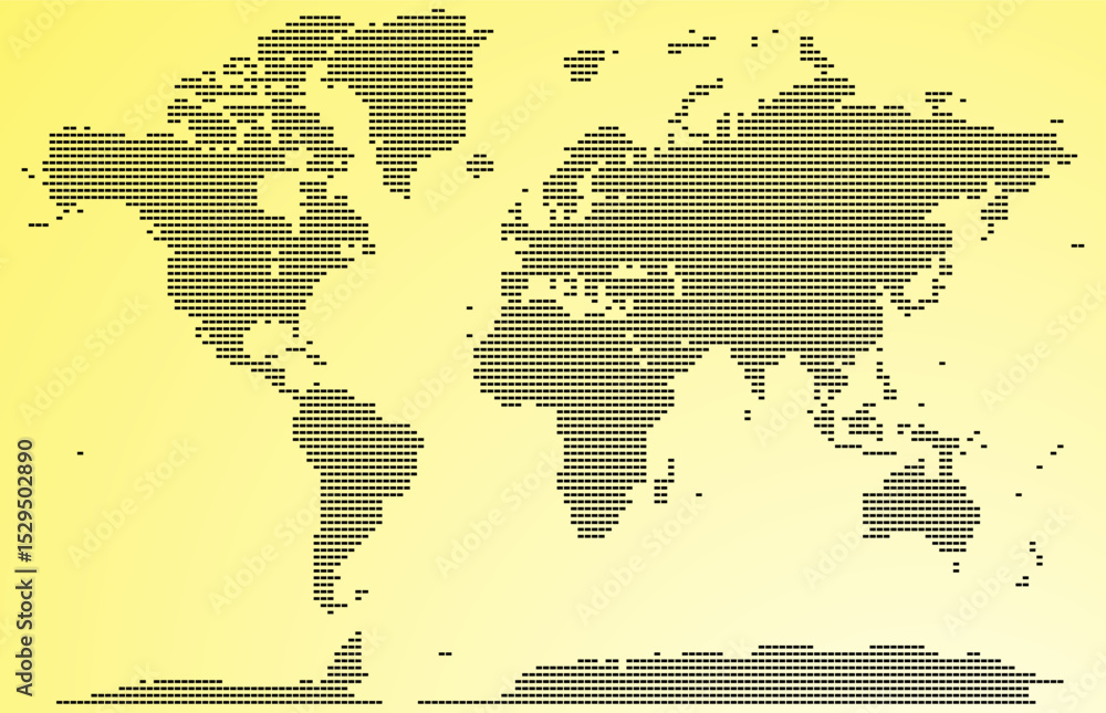 Fototapeta premium Horizontal line shape dotted world map feathering abstract country territory. Abstract horizontal line shape dotted design of planet Earth with a focus on geographic mapping and minimalist patterns