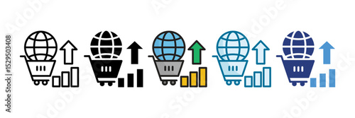 Global Market Icon Set Multiple Style Collection