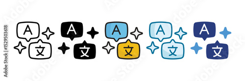 Translation Icon Set Multiple Style Collection