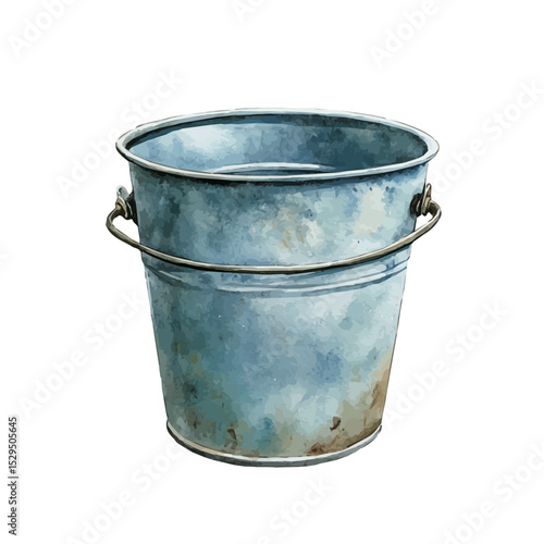 Bucket, watercolor painting vector, high quality, isolated on a white background.