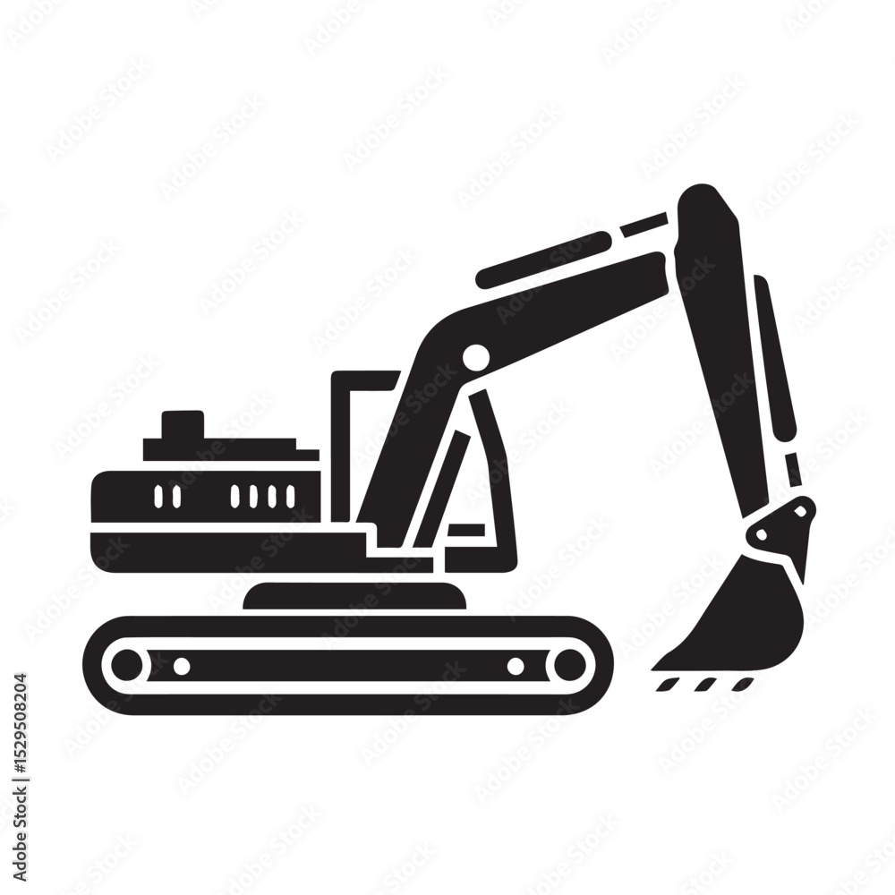 black and white Machinery Excavator Icon Vector Illustrations black and white Machinery Excavator Icon Vector Illustrations