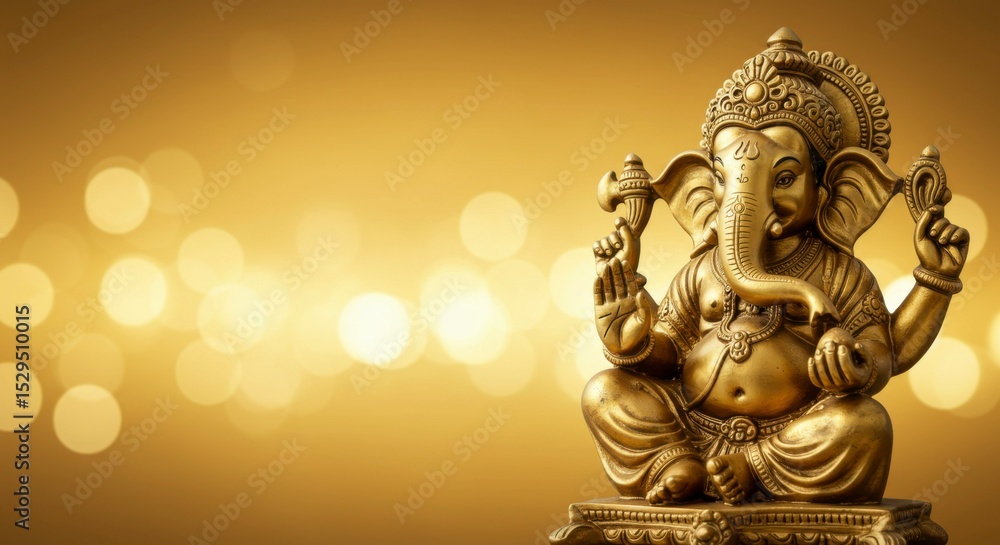 Fototapeta premium Golden statue of Hindu deity