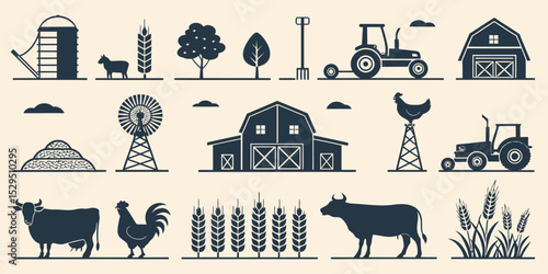  Livestock Vector Icon Set — Adjustable Line Style Agricultural Illustrations
