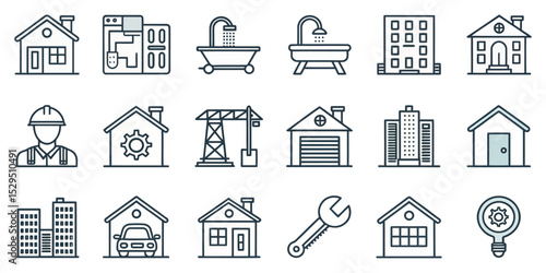  Real Estate Vector Icon Set — Adjustable Line Weight Property Icons