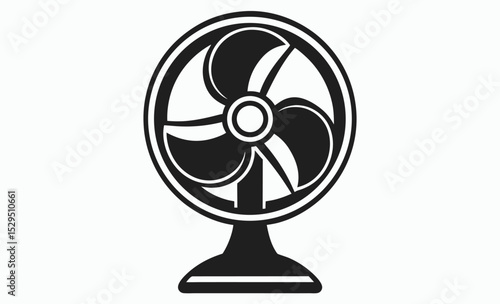 fan, rotor, propeller, ventilator, cooling, air, wind, Fan propeller icon silhouette, ventilator blade vector, air circulation symbol, cooling device silhouette, black shape graphic, Fan ventilator