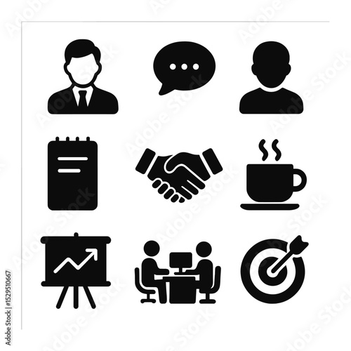 Career Mentorship Icons. Solid, filled icons set of one-on-one career mentorship: mentor icon, mentee icon,