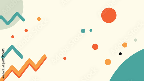 Modern Memphis-style shapes in muted rainbow colors