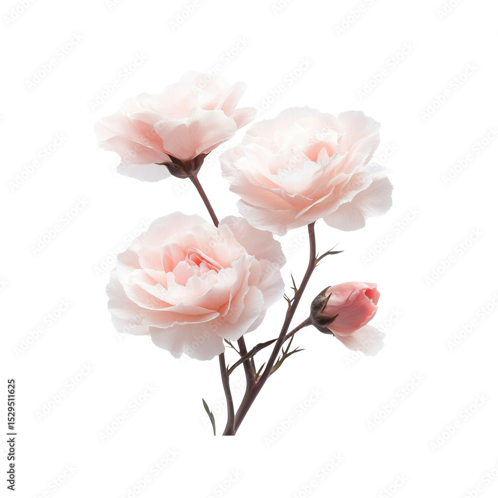 Delicate Cluster of Pale Pink Roses on Transparent Background Delicate Cluster of Pale Pink Roses on Transparent Background