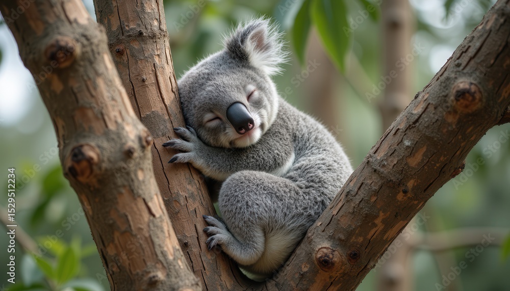 Obraz premium Koala sleeping peacefully in tree