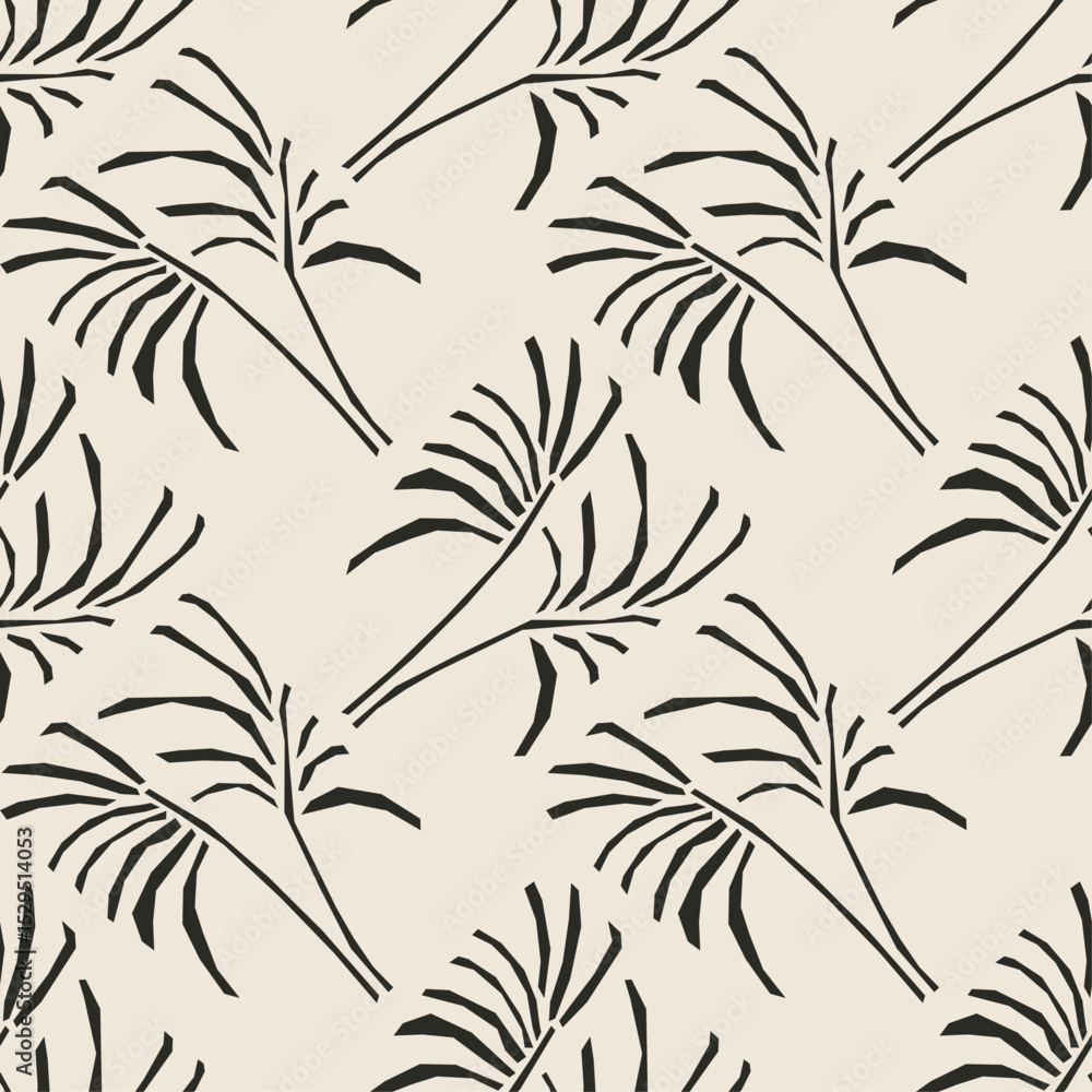Naklejka premium Trendy minimalist seamless botanical pattern with abstract creative hand drawn composition