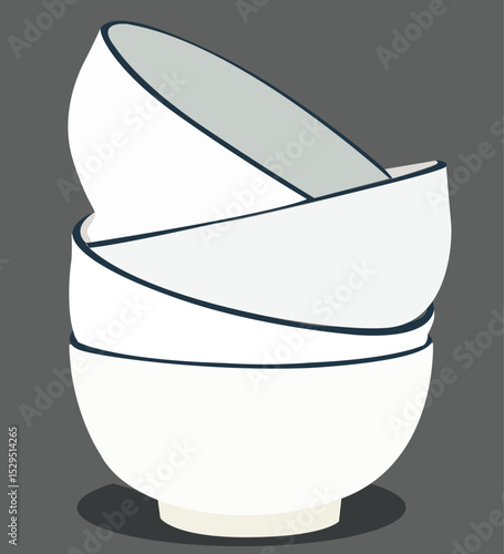 stack of bowls. piles of bowls.