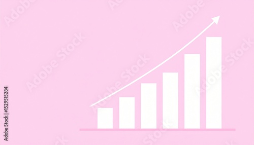 Free Download White bar graph with an upward arrow, pink background, visual representation of growth, trending - GFXLoad