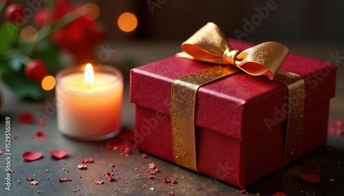Luxurious shiny boxes, intricate gold thread, candle ambiance , summer, dark, sophisticated