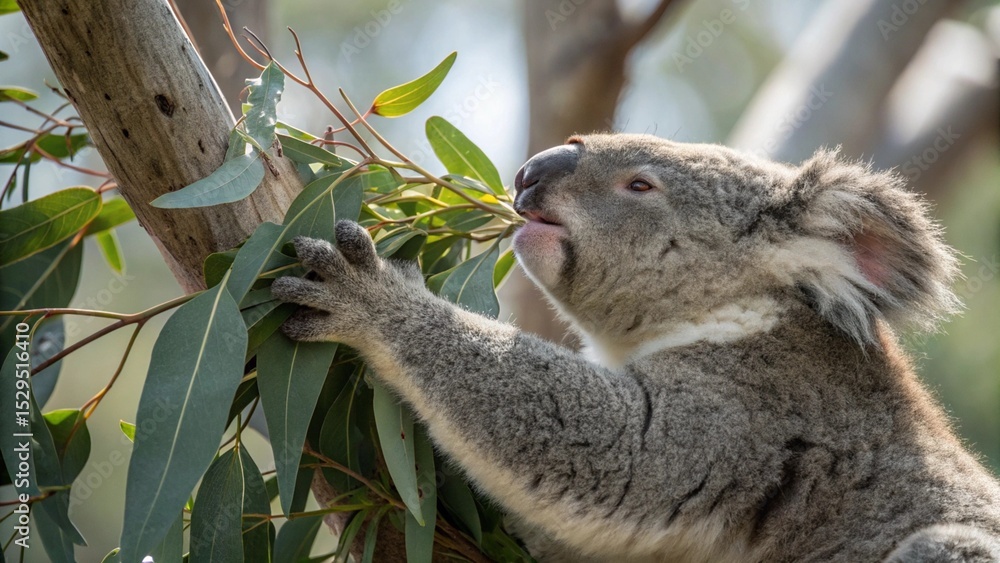 Fototapeta premium Koala perched on a tree