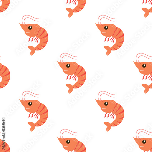 seamless pattern of cute shrimp