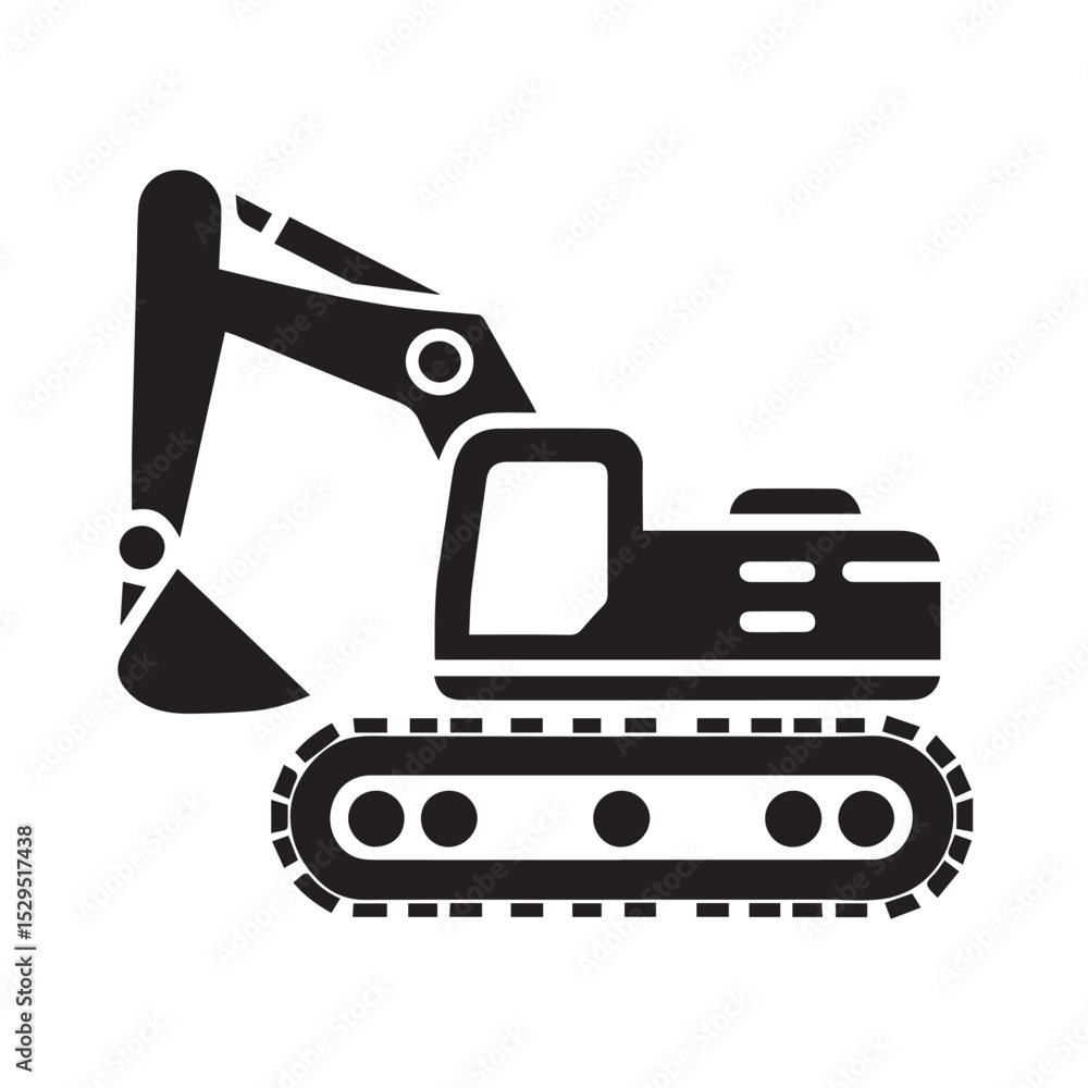 Naklejka premium black and white Machinery Excavator Icon Vector Illustrations
