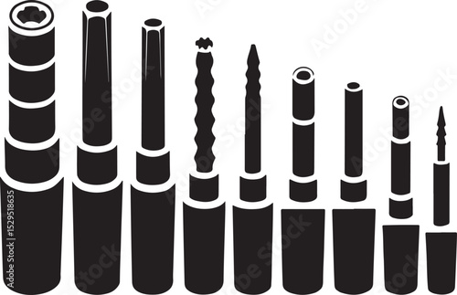 Collection of various screwdriver bits set.