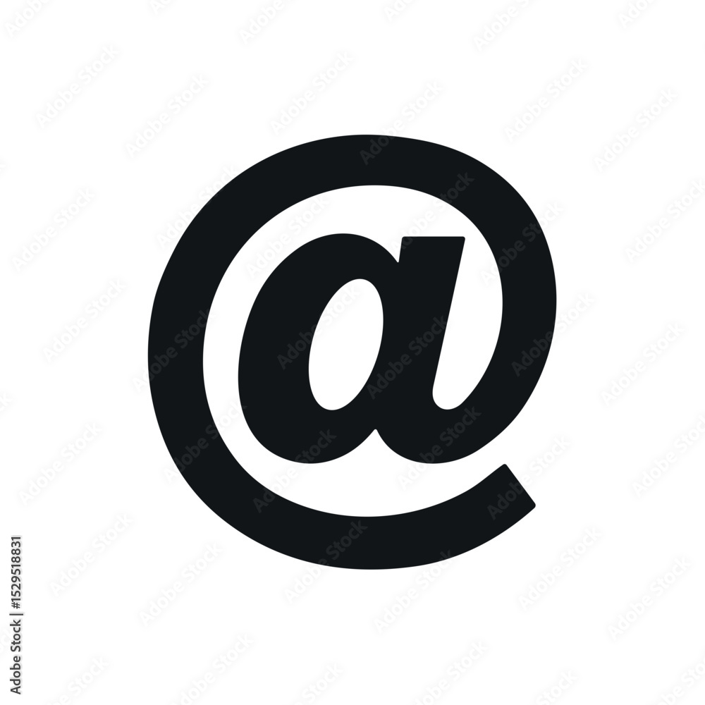 Black at sign, simple graphic for web design with space for copy Black at sign, simple graphic for web design with space for copy