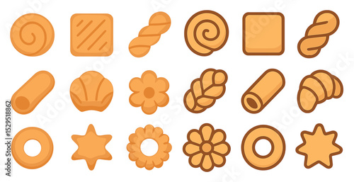 Bakery and pastry icons set – flat, filled, baking and dessert symbols