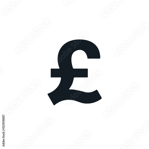 Pound symbol in dark blue against white, for financial blogs, with space for copy