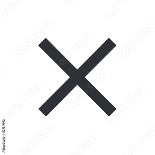 Minimalist cross symbol, simple graphic in dark gray, suitable for interface design with space for copy