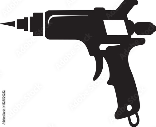 Black silhouette of a caulking gun icon.