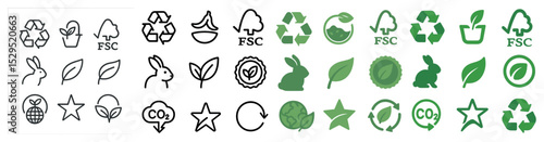 Environment and nature icon set – solid, filled, eco-friendly symbols