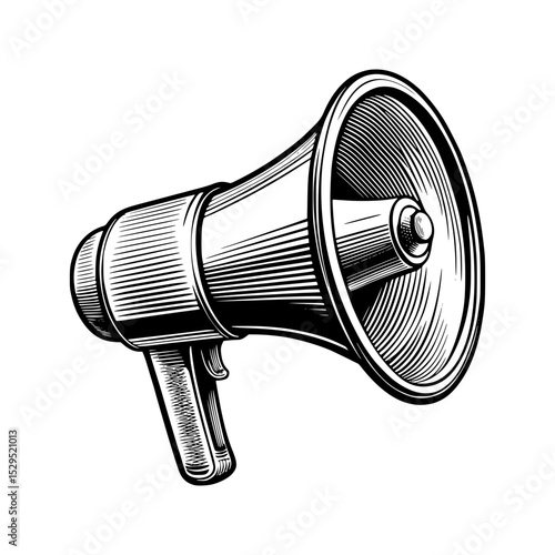Vintage megaphone engraving vector illustration