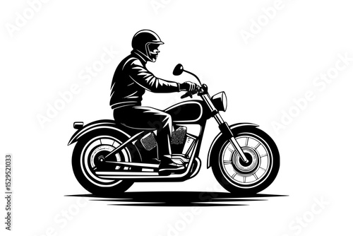Vintage motorcycle rider engraving vector illustration