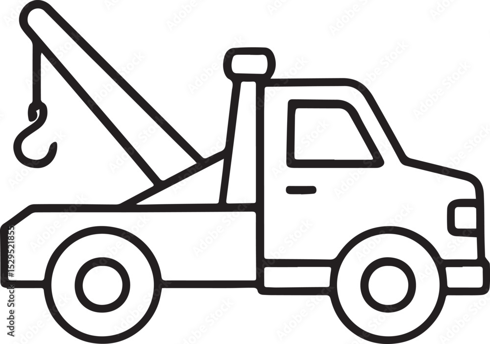 Naklejka premium Tow Truck Line Art Illustration – High-Resolution Vector