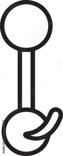Tongue Ring Line Art Vector Illustration