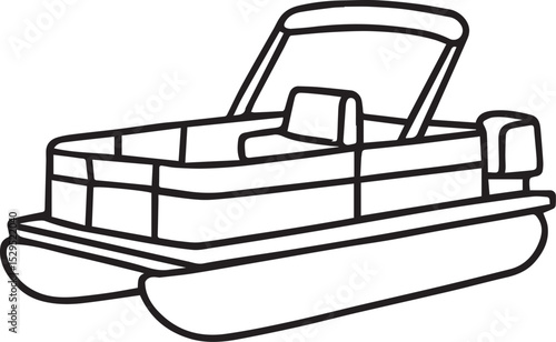 Pontoon Boat Line Art Vectors High-Quality