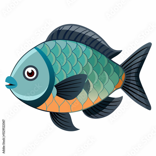 Detailed Vector Illustration of a Tilapia Fish on a Clean White Background Ideal for Culinary or