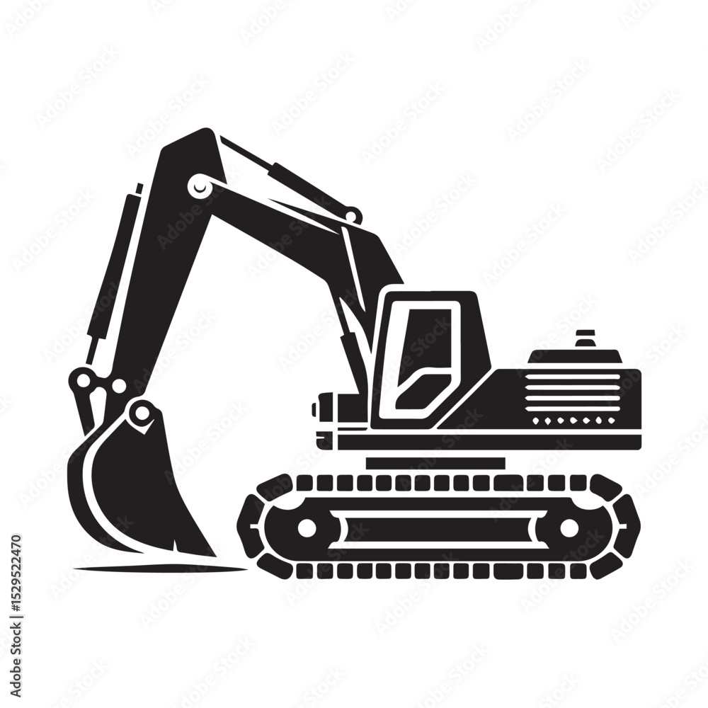 black and white Machinery Excavator Icon Vector Illustrations black and white Machinery Excavator Icon Vector Illustrations
