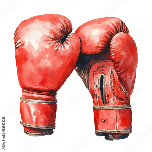 watercolor of Boxing Gloves, vector high quality, isolated on a white background.