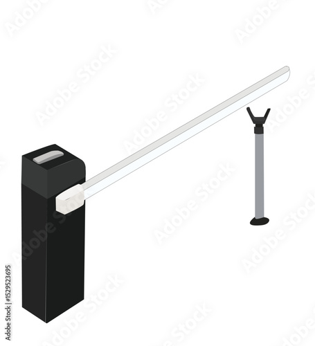closed car barriers with stop and park signs. Automatic car barrier gate. 