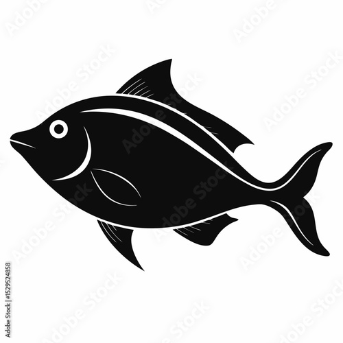 Halibut Silhouette Illustration on White Background Vector Graphic of a Flatfish for Seafood Design and Culinary