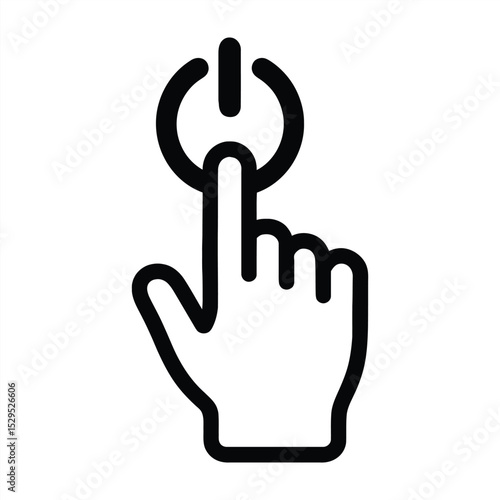 Digital Power: An illustration of a finger about to press a power button icon, symbolizing the beginning or ending of a digital process or action. 