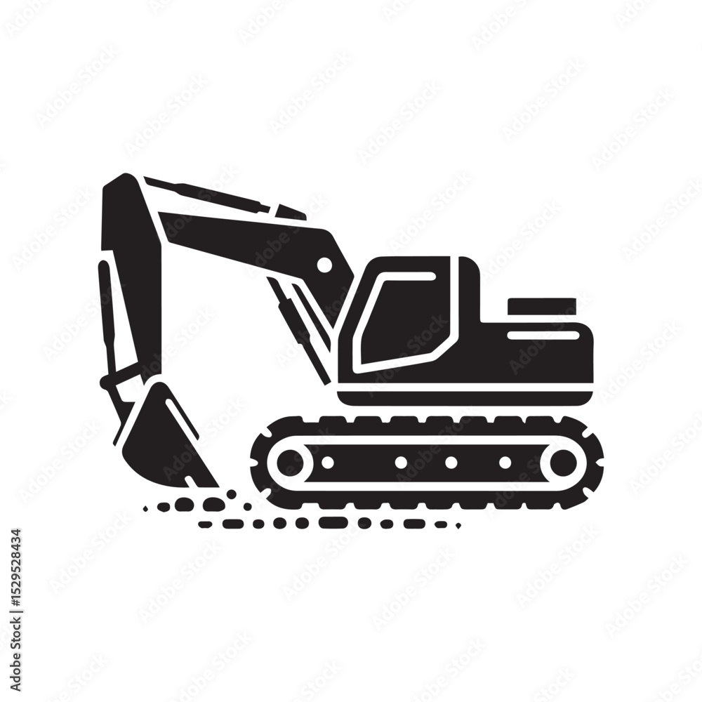 black and white Machinery Excavator Icon Vector Illustrations black and white Machinery Excavator Icon Vector Illustrations