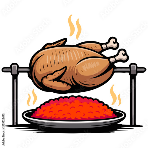 Delicious Grilled Chicken Clip Art Vector Illustration – Tasty BBQ Food Drawing.