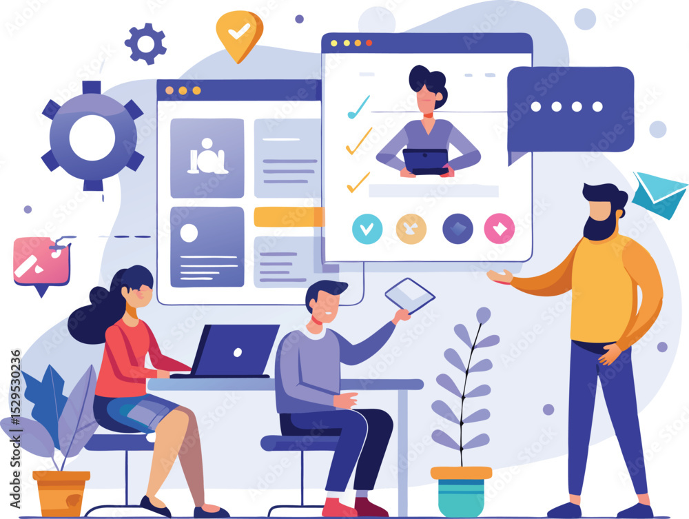 Business team collaboration and remote work video conference meeting with diverse people using technology and digital devices Business team collaboration and remote work video conference meeting with diverse people using technology and digital devices