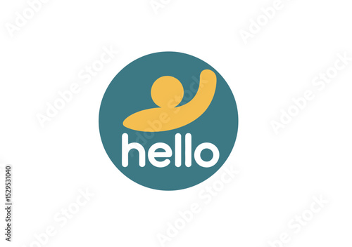 Abstract hello greeting circle logo design