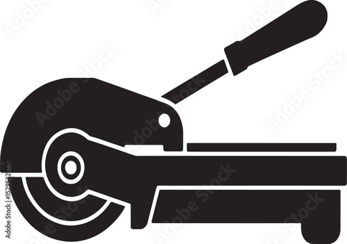Black and white icon of a cut off saw.