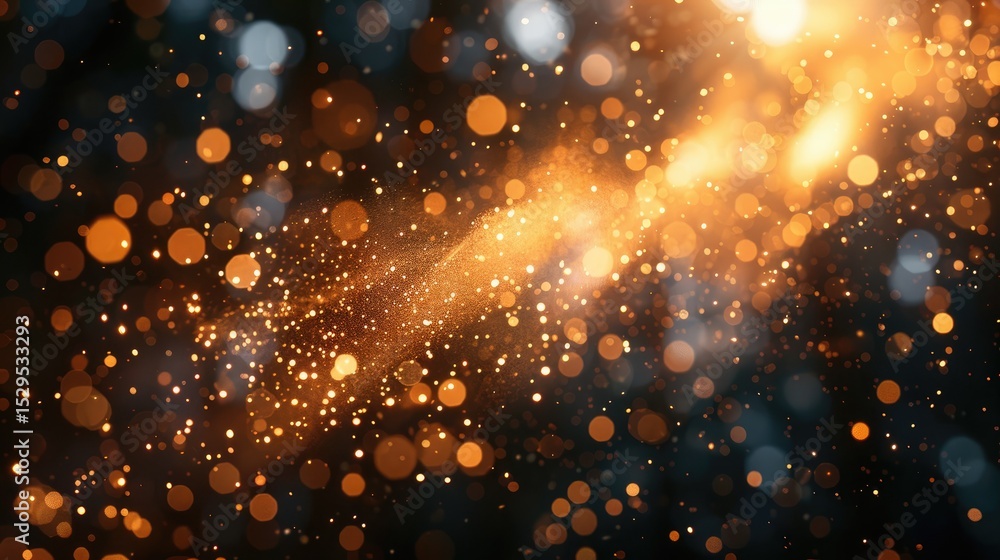 Fototapeta premium A close-up of glittering gold and silver party poppers mid-explosion, capturing the excitement of New Year .