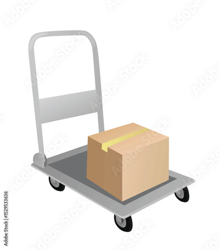 Hand cart for warehouse. vector	