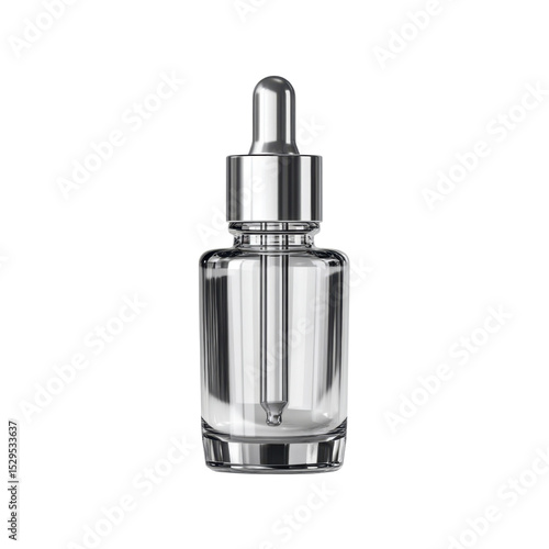 Glass dropper bottle with clear liquid isolated on white background for skincare and cosmetic product presentation Transparent background or png