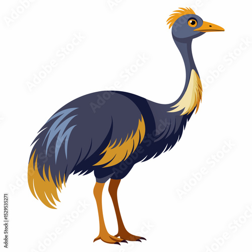 Emu Illustration on White Background Vector Design with Clean Lines and Simple Color Palette for Versatile